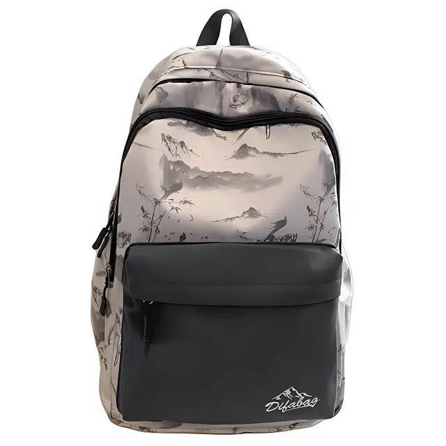 恒源祥 高颜值中国风水墨画小清新 尼龙 书包背包双肩包 男女同款情侣款 多色