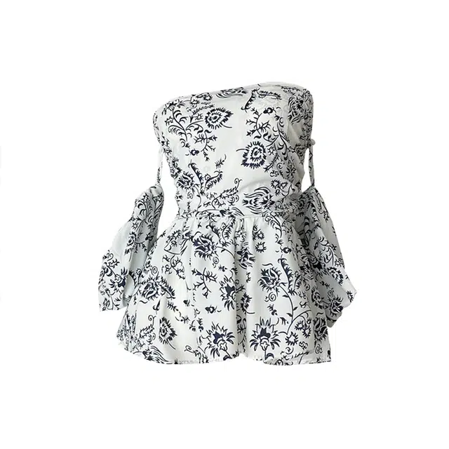 敲模女孩 纯欲风辣妹一字肩抹胸上衣设计感收腰背心吊带 女款