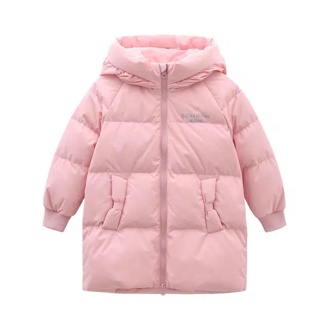 波司登羽绒服 都市休闲系列 时尚舒适百搭柔软中长白鸭绒 玲珑粉 中小童