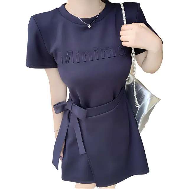 黛尔佳人 时尚简约舒适潮流短袖连衣裙 女款