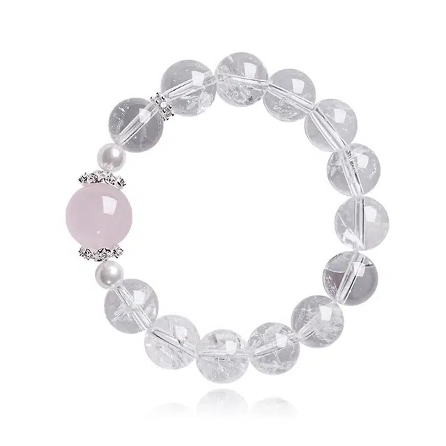 【甜心少女】 谧月珠宝 升职加薪上岸 新中式温柔高级梦幻粉转运珠 小众精致优雅轻奢手饰好运天然 粉水晶 手串 男女同款情侣款