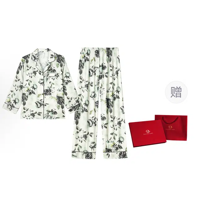达芬奇密码 冰丝大码薄款休闲舒适家居服睡衣套装 女款 礼盒装