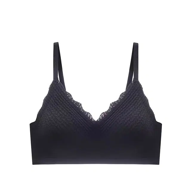 草本初色 夏季亲肤凉感透气薄款美背内衣女生上衣个性设计小胸平胸显大聚拢无痕运动无钢圈蕾丝胸罩文胸 女款 组合装