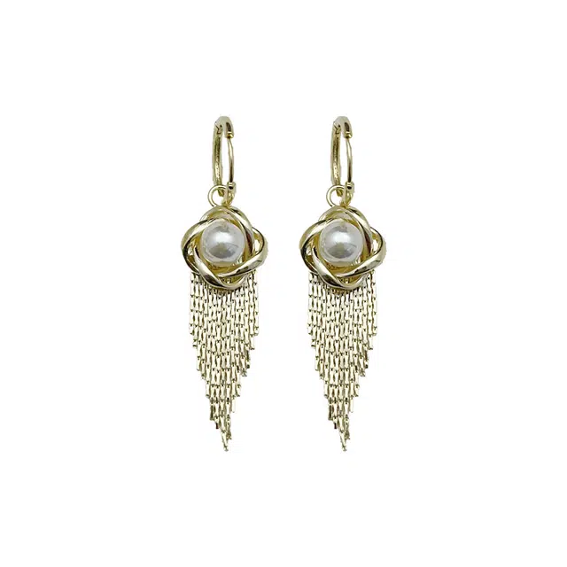 双生恋 缠绕重工金属感长款流苏小众设计感百搭时尚精致日常通勤轻奢高级感 铜 耳环 女款