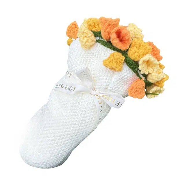 纯兔鼠 玫瑰 铃兰花毯子成品 手工钩织编织花束花朵 安抚陪伴 玩具
