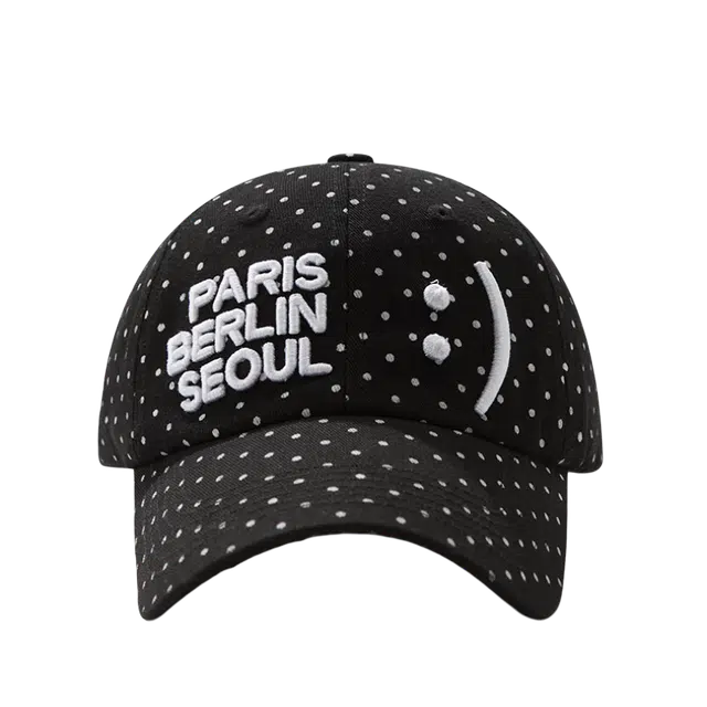 氧气樱桃 韩系笑脸星星黑白波点个性加大加深显脸小小众 棉 鸭舌帽 男女同款情侣款