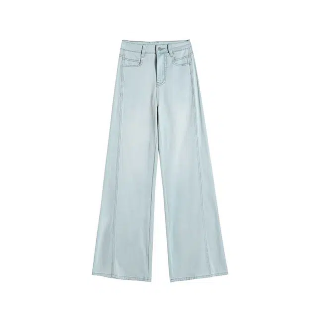 法文箱子 莱赛尔天丝不贴身阔腿裤高腰长裤通勤牛仔裤 女款