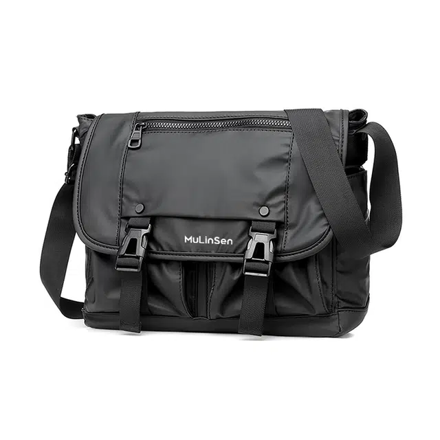 木林森 时尚潮流通勤休闲百搭托特包 尼龙 单肩包 男款 黑色/灰色