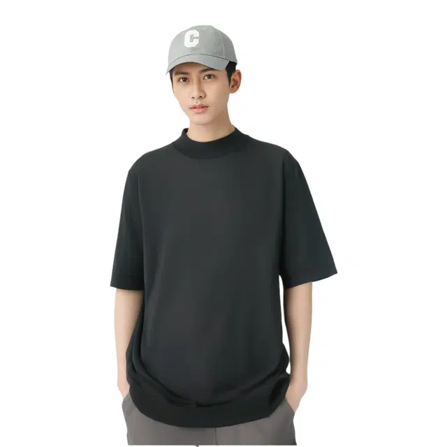 比利斯山羊 半袖可机洗纯羊毛薄款圆领打底纯色百搭短袖毛衣 男款