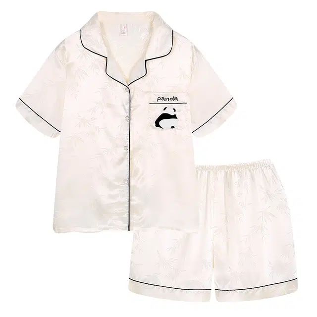 好福份 竹子印花卡通熊猫简约风家居服睡衣套装 女款