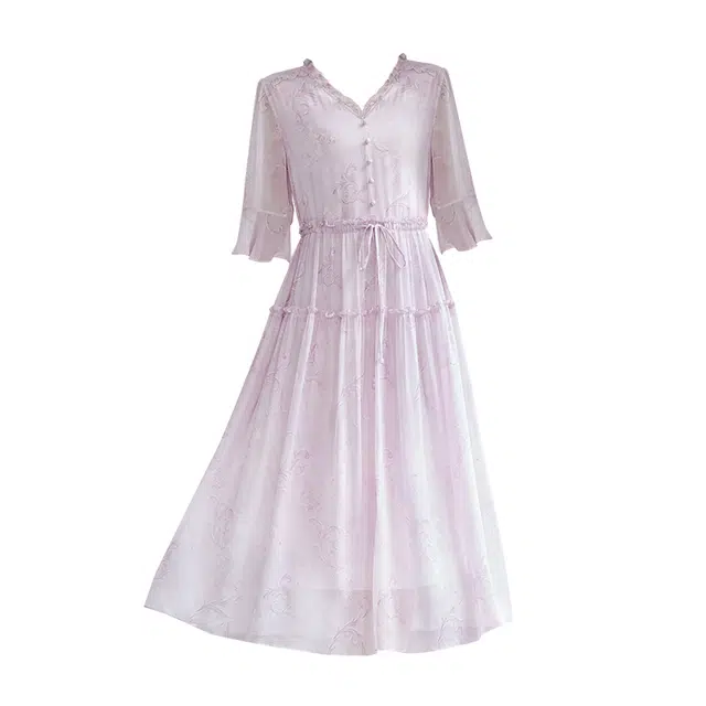 水墨佳人 舒适通勤简约短袖连衣裙 女款