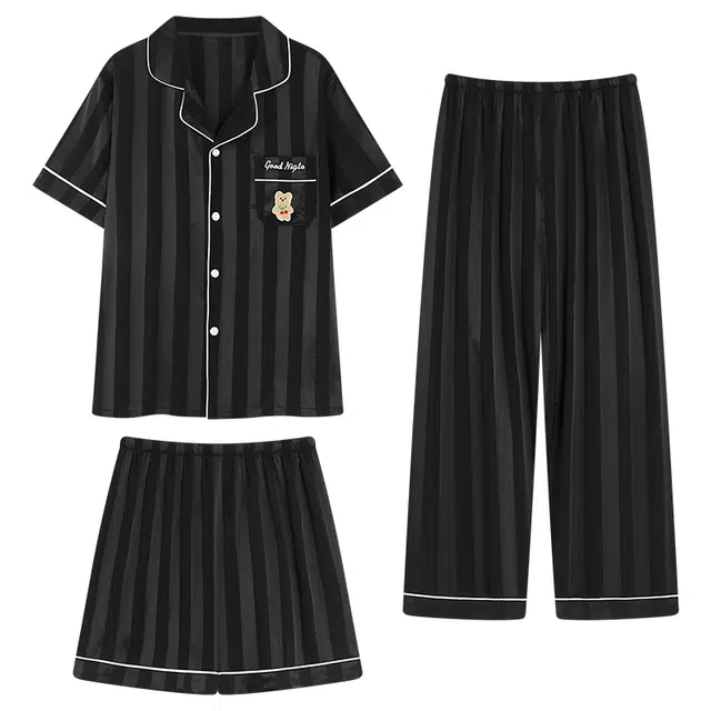 好福份 条纹卡通小熊甜美风家居服可外穿睡衣套装 女款