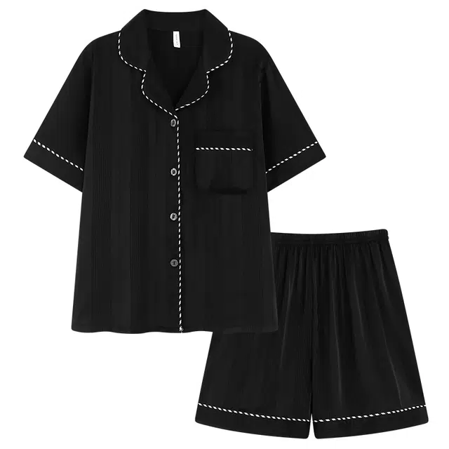 好福份 薄款条纹简约风休闲舒适家居服睡衣套装 男女同款