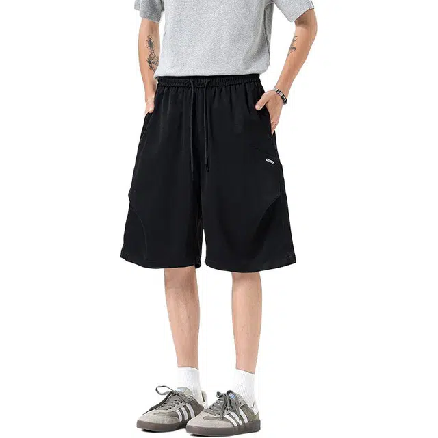 法文箱子 宽松五分纯色清新通勤运动百搭简约高街风休闲短裤 男款