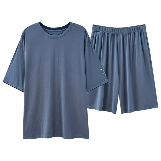 棉基因 清凉透气短袖五分裤家居服睡衣套装 男款