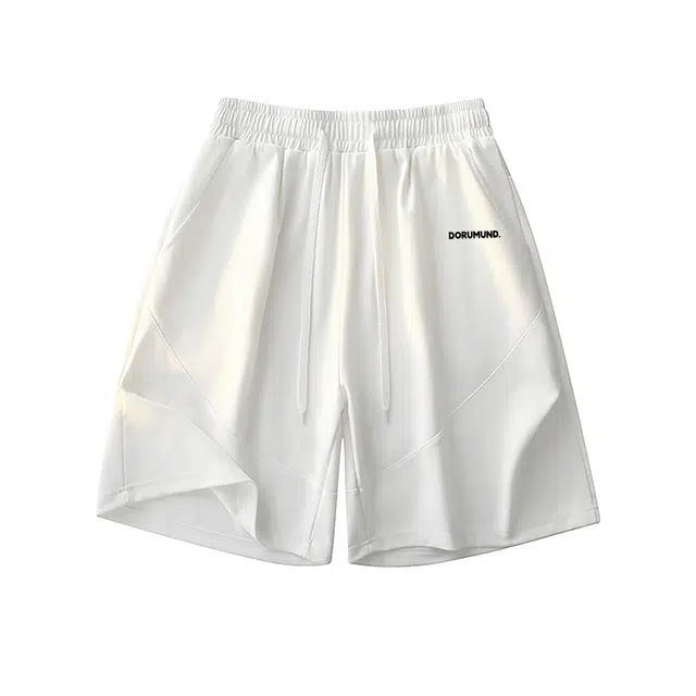 普鲁士多特蒙德 美式凉感透气纯色高街抽绳松紧腰品牌舒适运动休闲短裤 男女同款