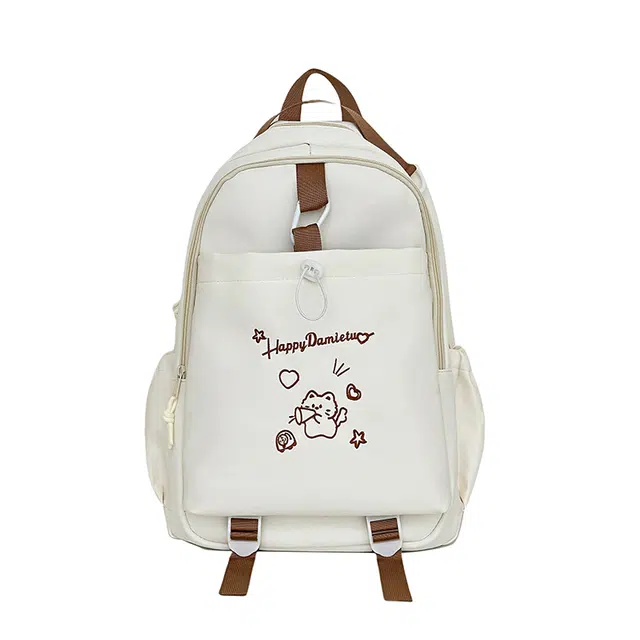 笛贝嘉 韩版可爱小猫卡通高颜值背包书包 尼龙 双肩包 常规 男女同款情侣款 多色