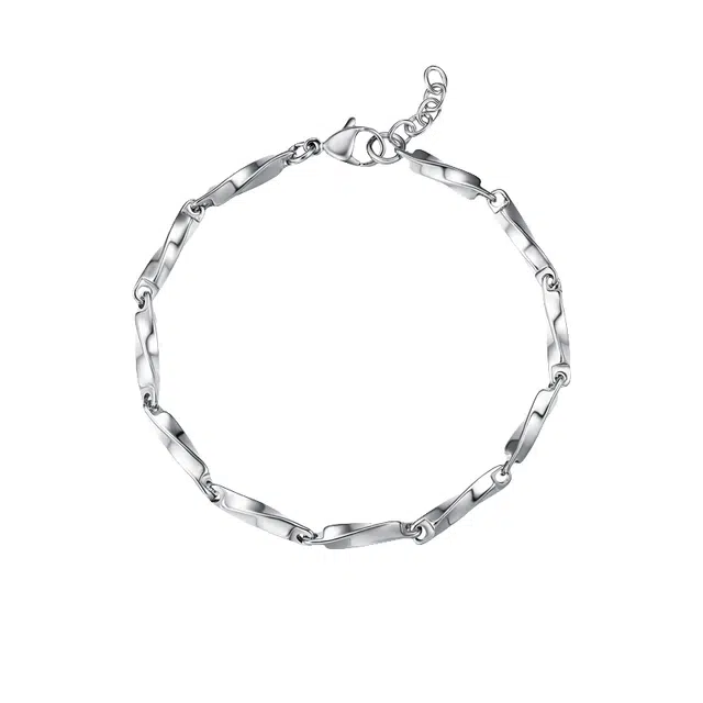 【莫比乌斯】 暖瞳 流线型个性独特小众设计男潮嘻哈冷淡风手饰 简约时尚拼接可调节高级感 钛钢 手链 男款