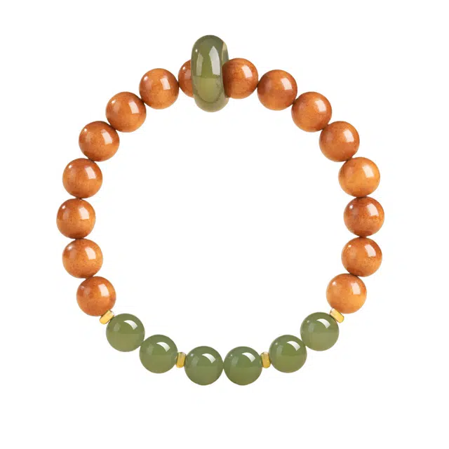 千玺世家 平安喜乐#好运来青山黛半壁江山招财纳福转运印尼红肉老 檀木 手串 女款