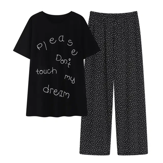 好福份 薄款字母印花时尚简约风休闲家居服夏季睡衣套装 女款