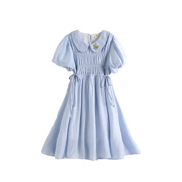 棉基因连衣裙 舒适透气洋气短袖 蓝色 儿童款
