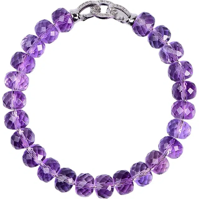 谧月珠宝 新中式国潮轻奢精致优雅大气高级感创意设计通勤百搭气质显白切面珠单圈紫好运 水晶 手串 男女同款情侣款