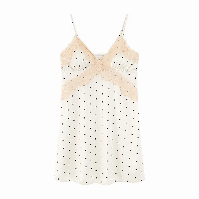 好福份 薄款圆点简约风休闲家居服无袖夏季睡裙 女款