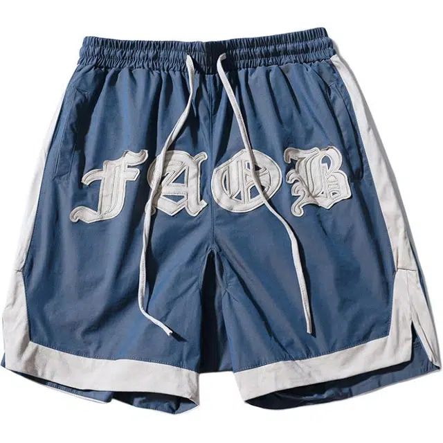 乱步 美式篮球夏季字母嘻哈街头运动裤中裤子宽松阔腿五分裤休闲短裤 男女同款