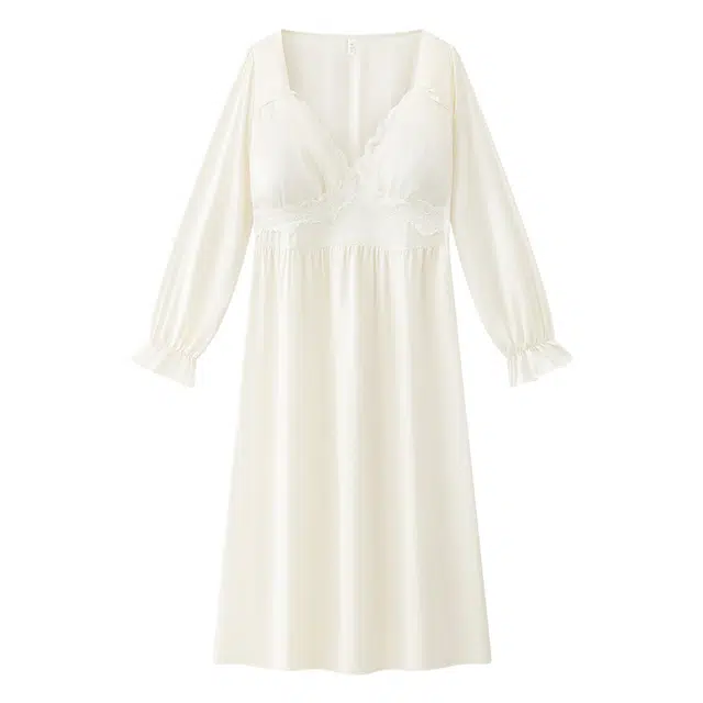 好福份 带胸垫温柔舒适家居服长袖夏季睡裙 女款