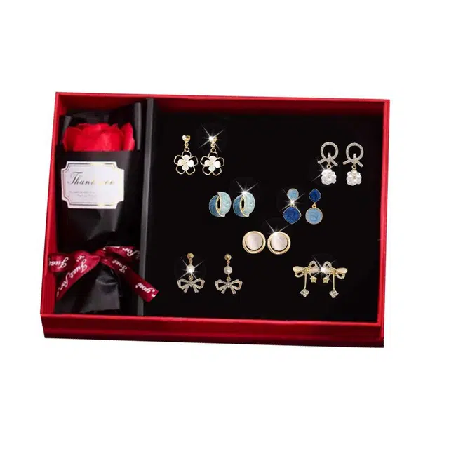 缔晶 一周星期甜美港式小香风免打孔 气质时尚无耳洞星人礼盒 合金 耳夹 女款