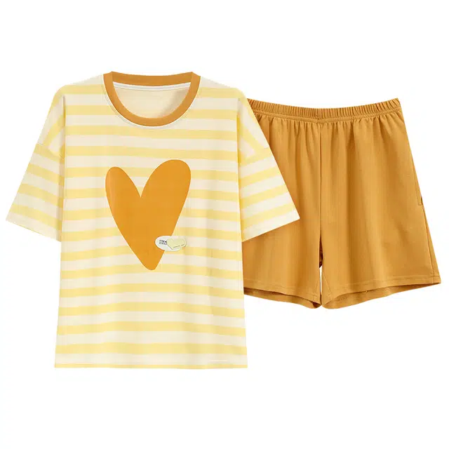 睦隆世家 短袖甜美大码三分裤家居服夏季睡衣套装 女款