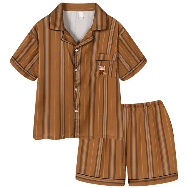 好福份 薄款条纹卡通甜美风休闲家居服夏季睡衣套装 男女同款