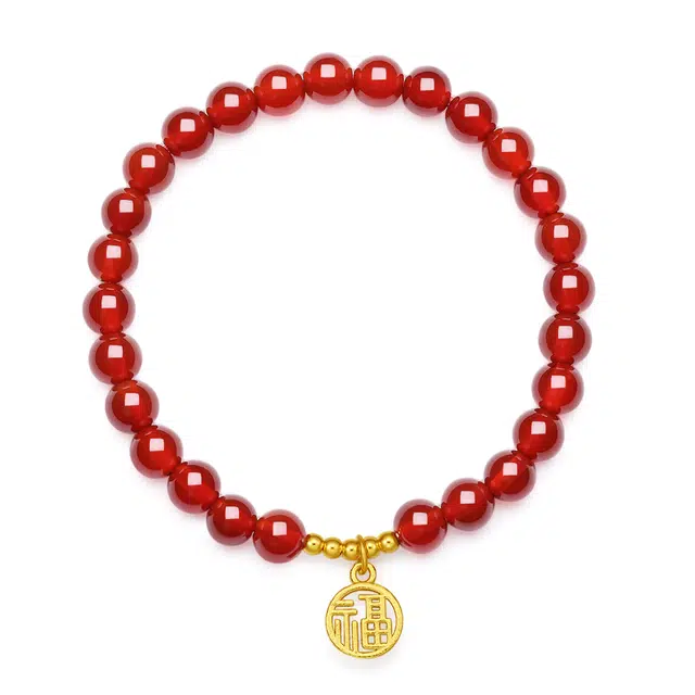 翠雅金楼 福运满满精致显白红色新中式国潮国风大气百搭优雅大方转运珠串珠手饰 招财纳福小众设计感#好运天然 玛瑙 手串 女款