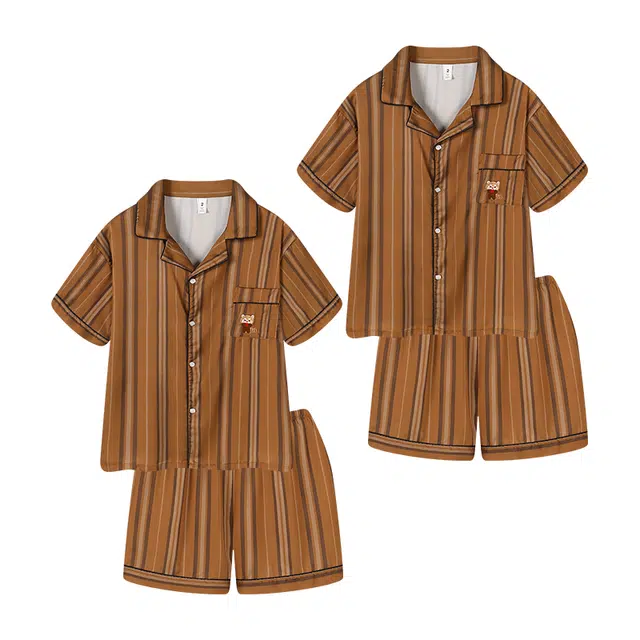 好福份 薄款条纹卡通甜美风休闲家居服夏季睡衣套装 男女同款