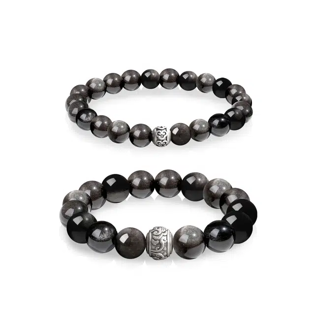 【S999足银|精选高品质】 金师傅 时来运转 财运亨通 新中式国潮招财纳福 时尚简约百搭气质小众高级#好运 黑曜石 手串 男女同款情侣款