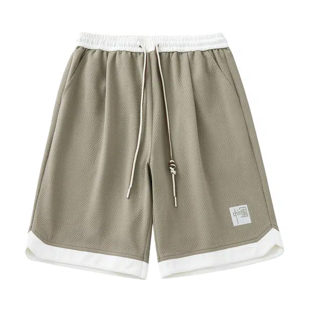 顶峰保罗 日系凉感潮牌宽松百搭五分裤松紧腰简约透气薄款工装运动弹力休闲短裤 男女同款