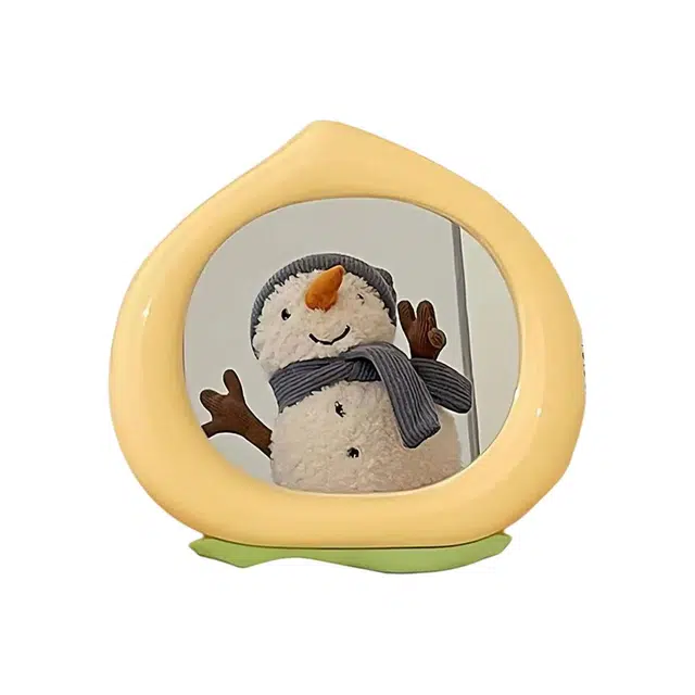 米甜兔 可爱蜜桃化妆镜学生宿舍随身便携小镜子办公室桌面台式家用梳妆镜