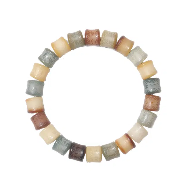 嫒柯 新中式国潮开运绕指柔渐变轻奢百搭小众高级感文玩盘玩招财纳福转运来财诸事顺遂平安喜乐好运 白玉菩提 手串 男女同款情侣款