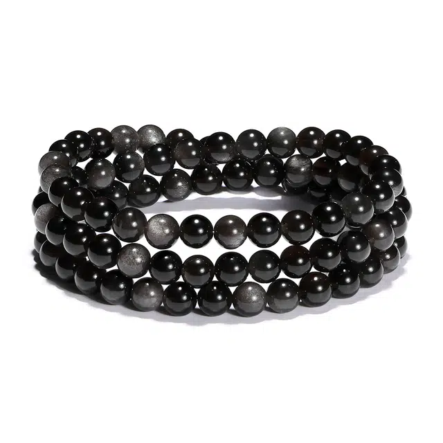 【普陀山官方已过香】 普陀山文创 增强运势新中式佛珠国潮简约多圈幸运翻倍转运珠事业学业财富顺利#好运 黑曜石 玉石手串 男女同款情侣款