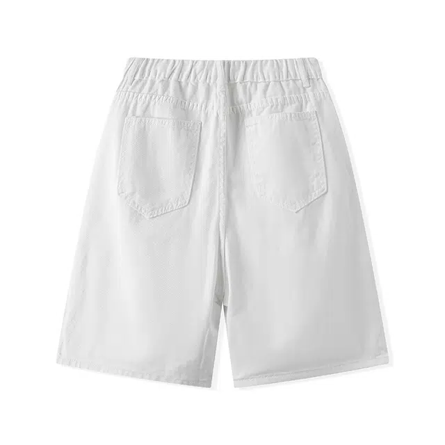 加荣 破洞牛仔短裤男夏季薄款透气宽松直筒裤青少年帅气潮流户外五分裤美式复古水洗做旧情侣装 男女同款