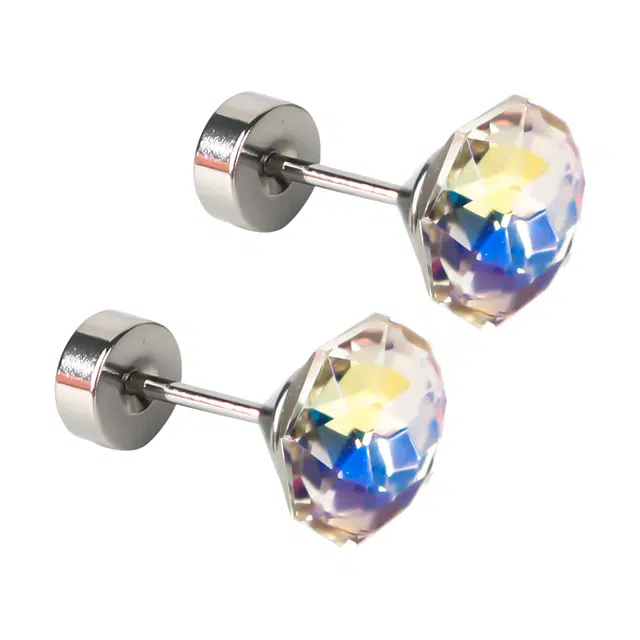 澜耀 爆闪璀璨华子 小众高级设计百搭 千禧玫瑰切 气质个性简约现代风格耳饰 合金/锆石 耳钉 男女同款情侣款