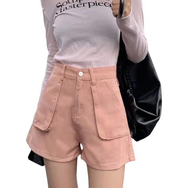 新世家族 休闲工装裤时尚高腰显瘦热裤百搭舒适牛仔短裤 女款