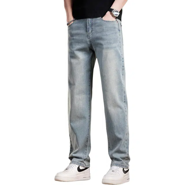 贵色 潮牌直筒透气百搭休闲美式复古高街百搭牛仔裤 男女同款