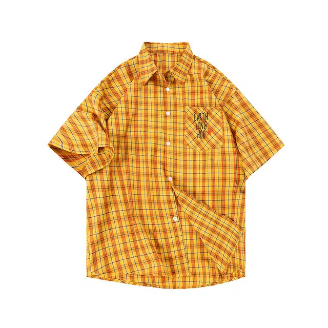 欧路得 美式宽松多巴胺休闲舒适百搭短袖衬衫 男款