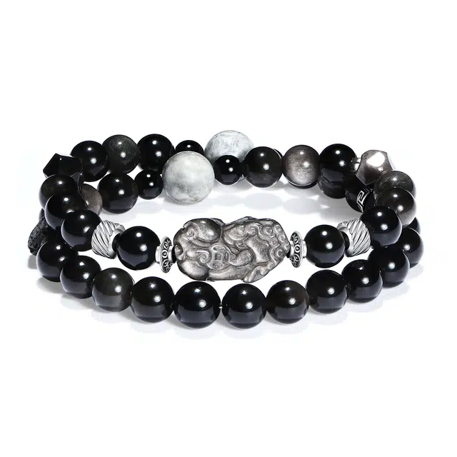 【普陀山官方已过香】 普陀山文创 新中式财运亨通国潮招财貔貅火山石转运珠好事连连财富满满发大财#好运 地图石 玉石手串 男女同款情侣款