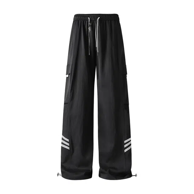 加荣 美式复古工装裤男夏季薄款透气休闲裤凉感速干冰丝裤夏天清凉舒适男裤垂感宽松直筒长裤 男女同款 可束脚阔腿裤青少年跑步运动裤