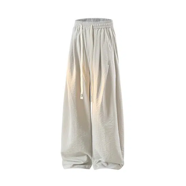 加荣 卡其色日系山本裤男夏季薄款潮流休闲裤直筒伞兵运动裤夏天清凉舒适男裤垂感松弛慵懒裤子青少年潮牌百搭松紧腰抽绳长裤 男女同款