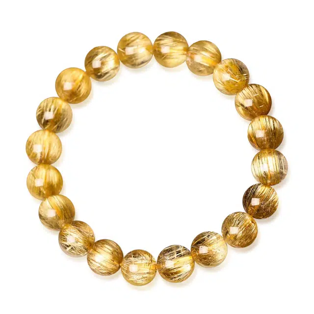 谧月珠宝 招财进宝 时来运转 八方来财 新中式国风小众高级感天然 金发晶 手串 男女同款情侣款