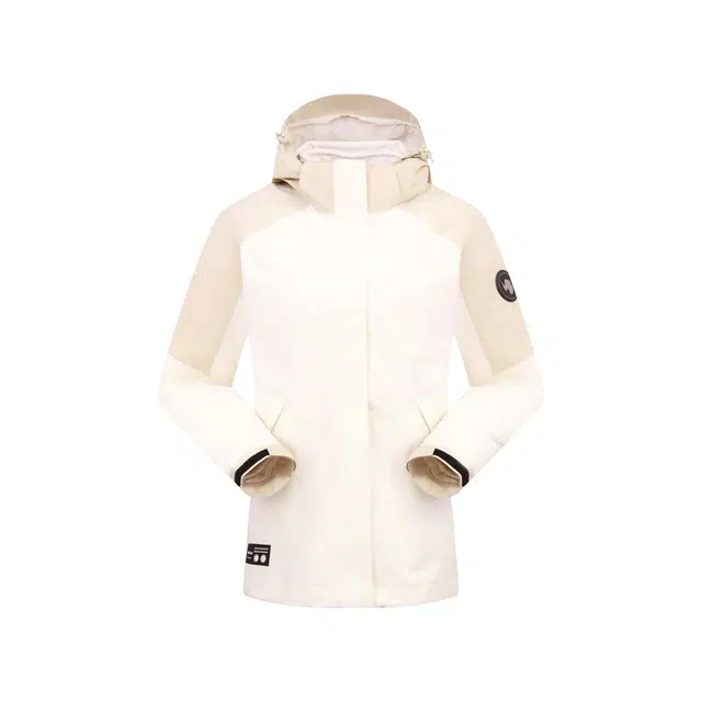 探路者  山系户外系列 字母抓绒内胆三合一连帽长袖  防水防风透气耐磨防静电保暖冲锋衣 女款