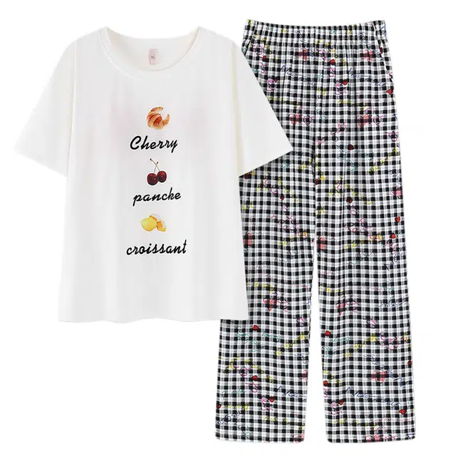 好福份 薄款水果印花简约风休闲家居服夏季睡衣套装 女款